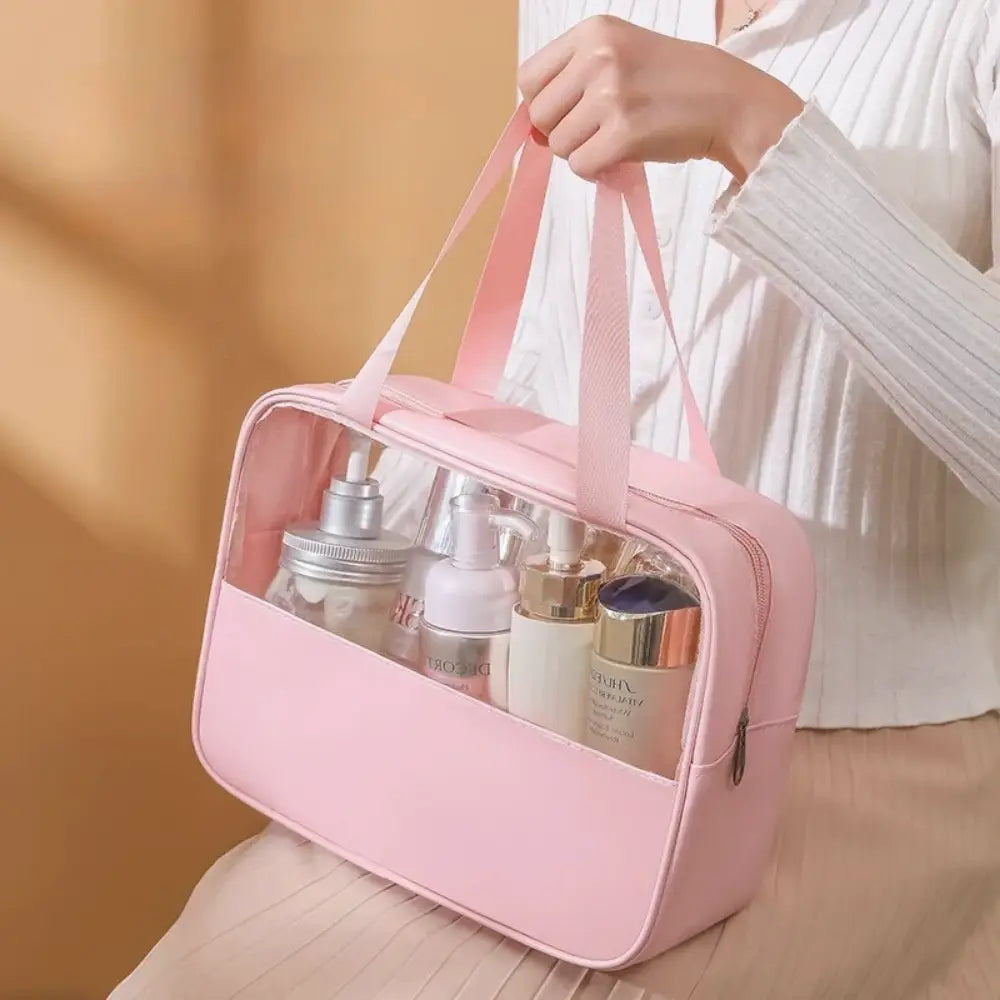 grande trousse de toilette transparente avec anse