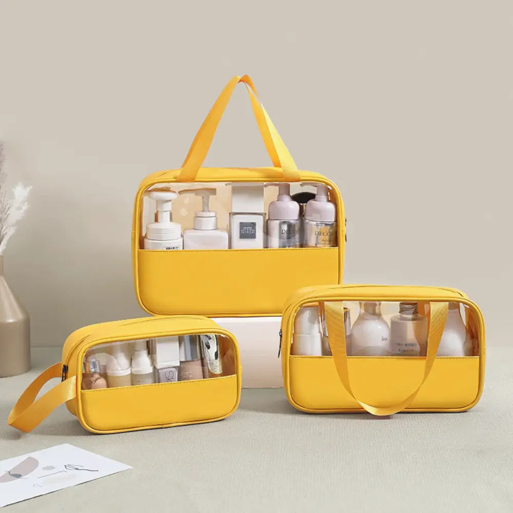 grande trousse de toilette transparente jaune