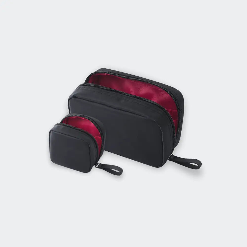 kit trousse de toilette noir et rouge