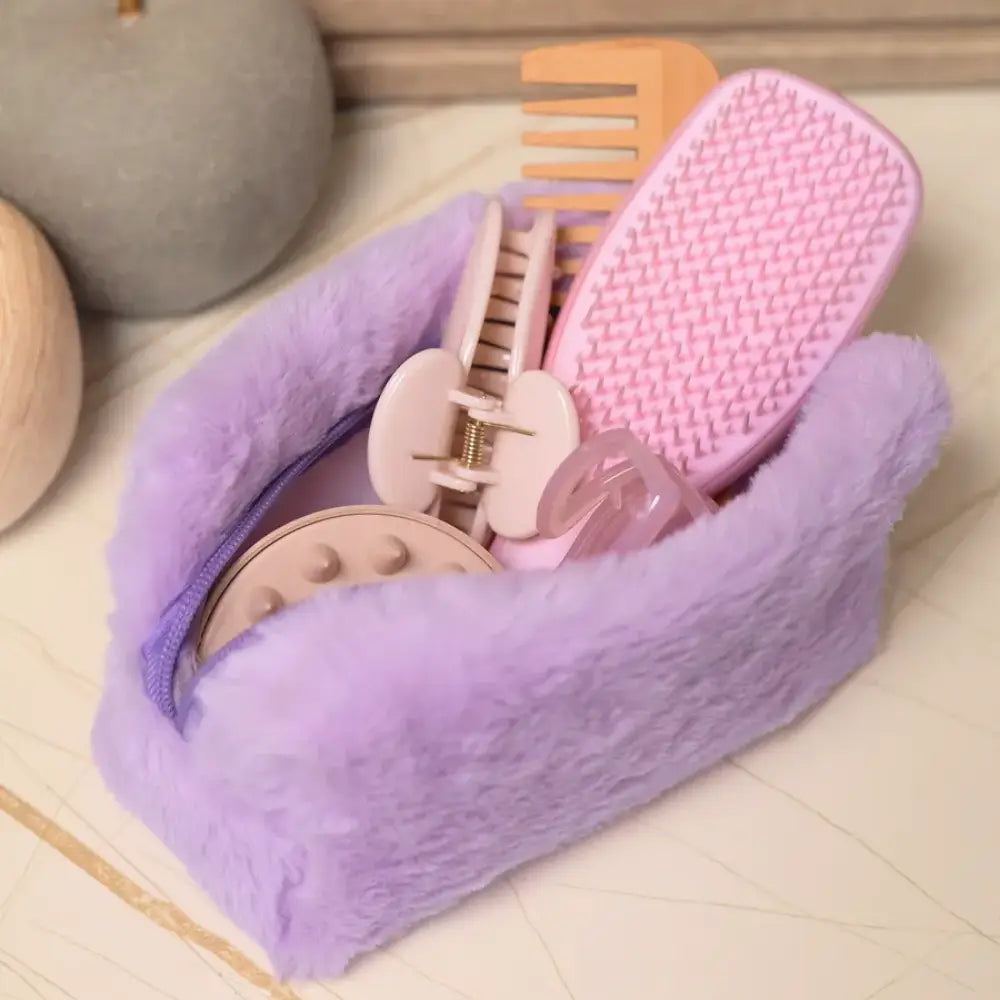 petite trousse de toilette tissu violet