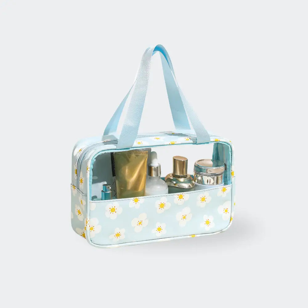 trousse de toilette a fleur fond blanc vert