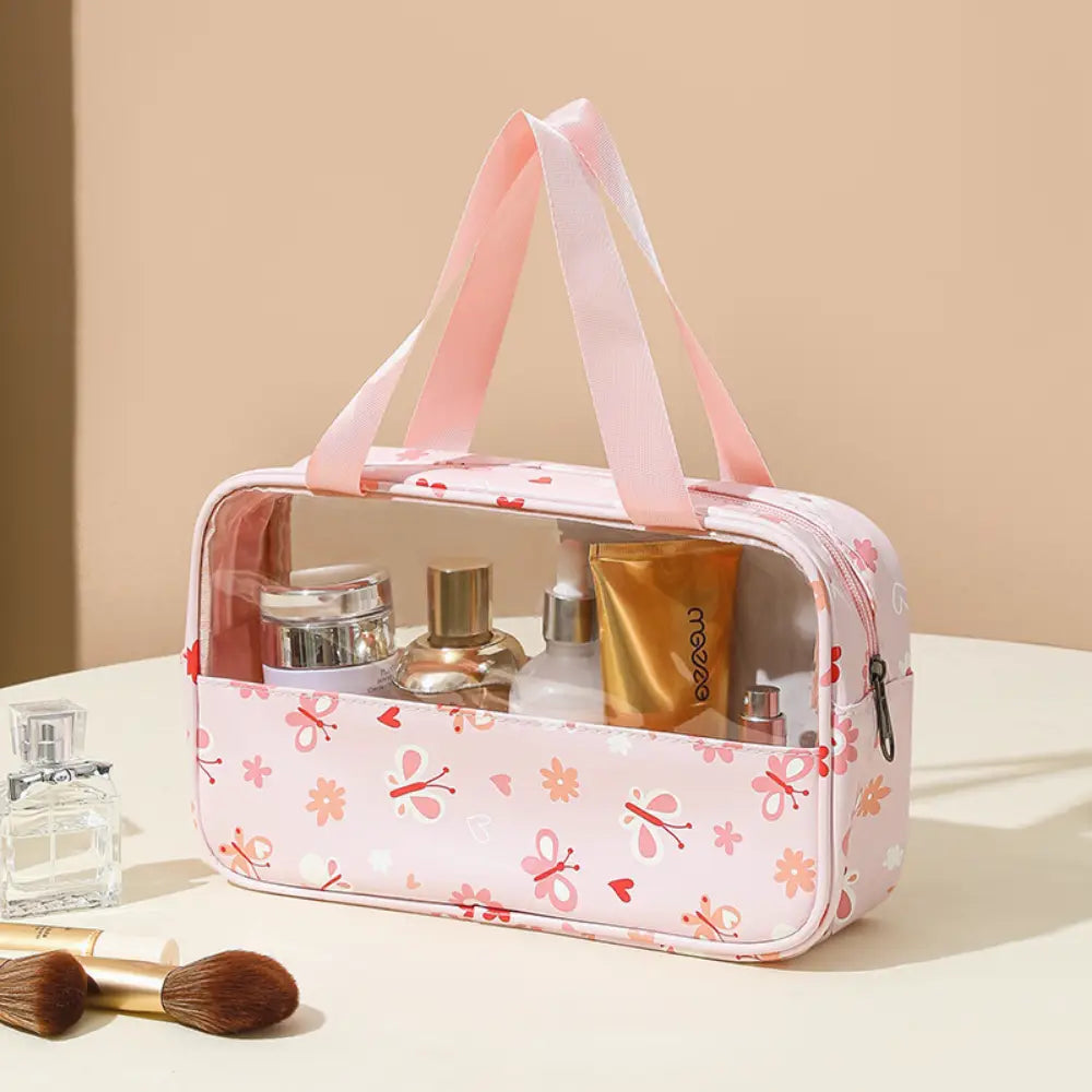 trousse de toilette a fleur rose