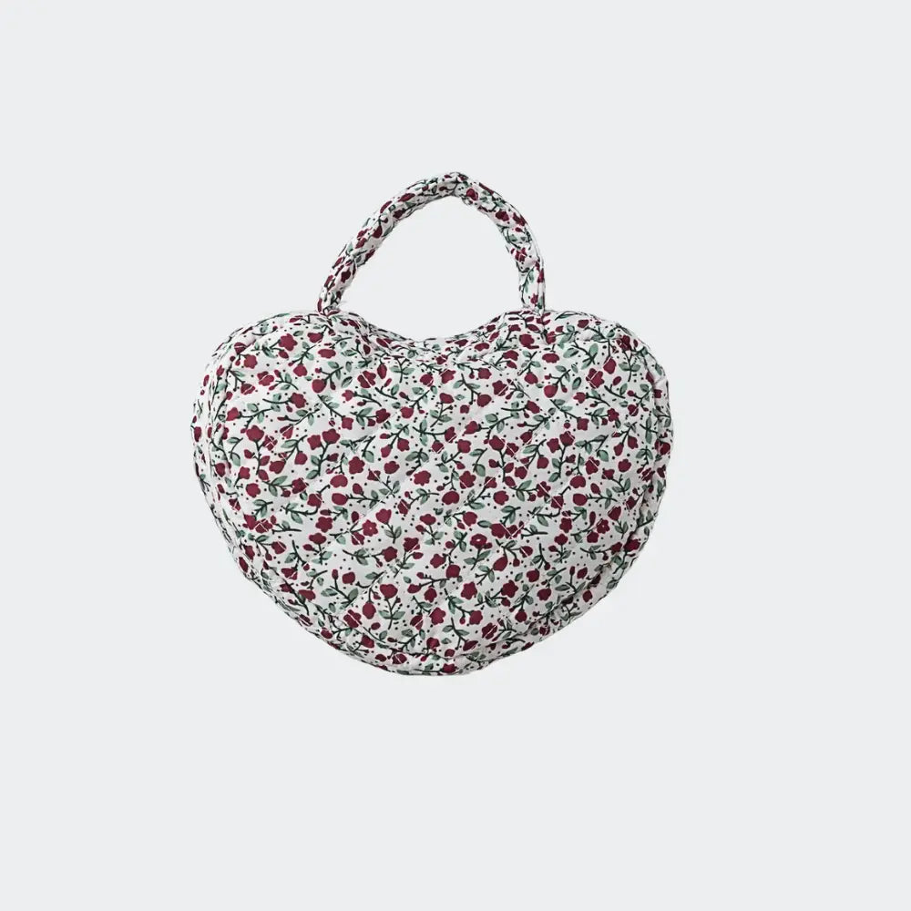 trousse de toilette coeur fleurs rouge