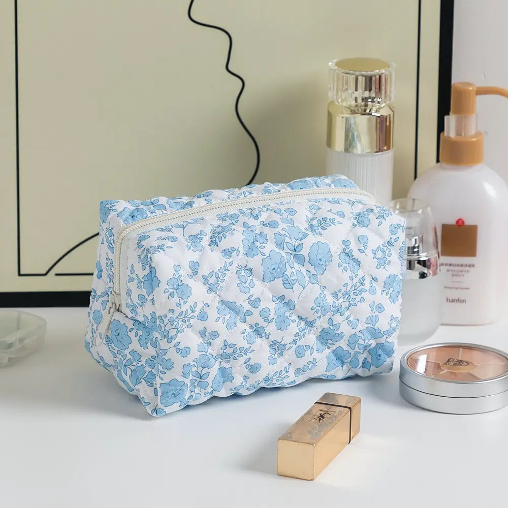 trousse de toilette en gaze de coton bleu clair