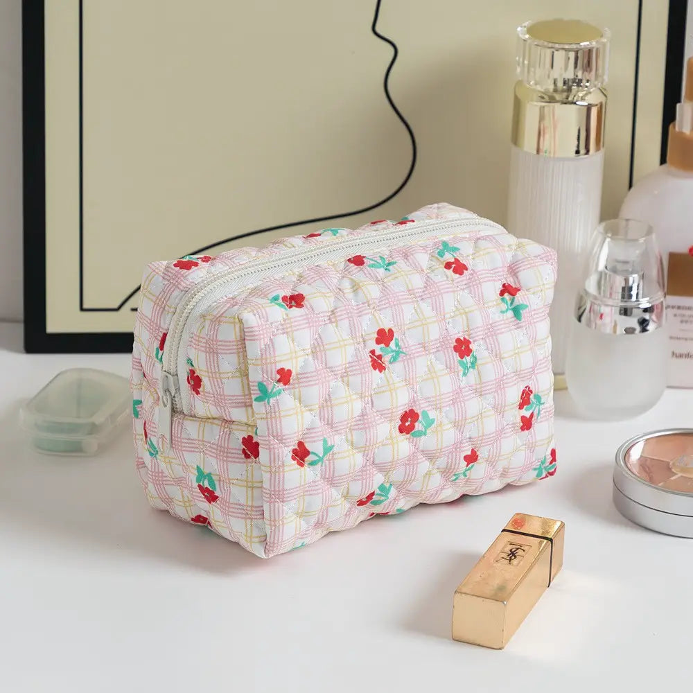 trousse de toilette en gaze de coton rose