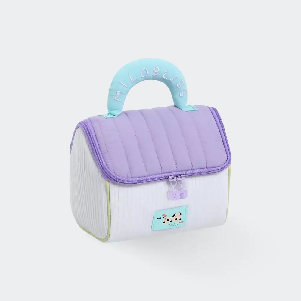 trousse de toilette enfant avec anse bleu fond blanc