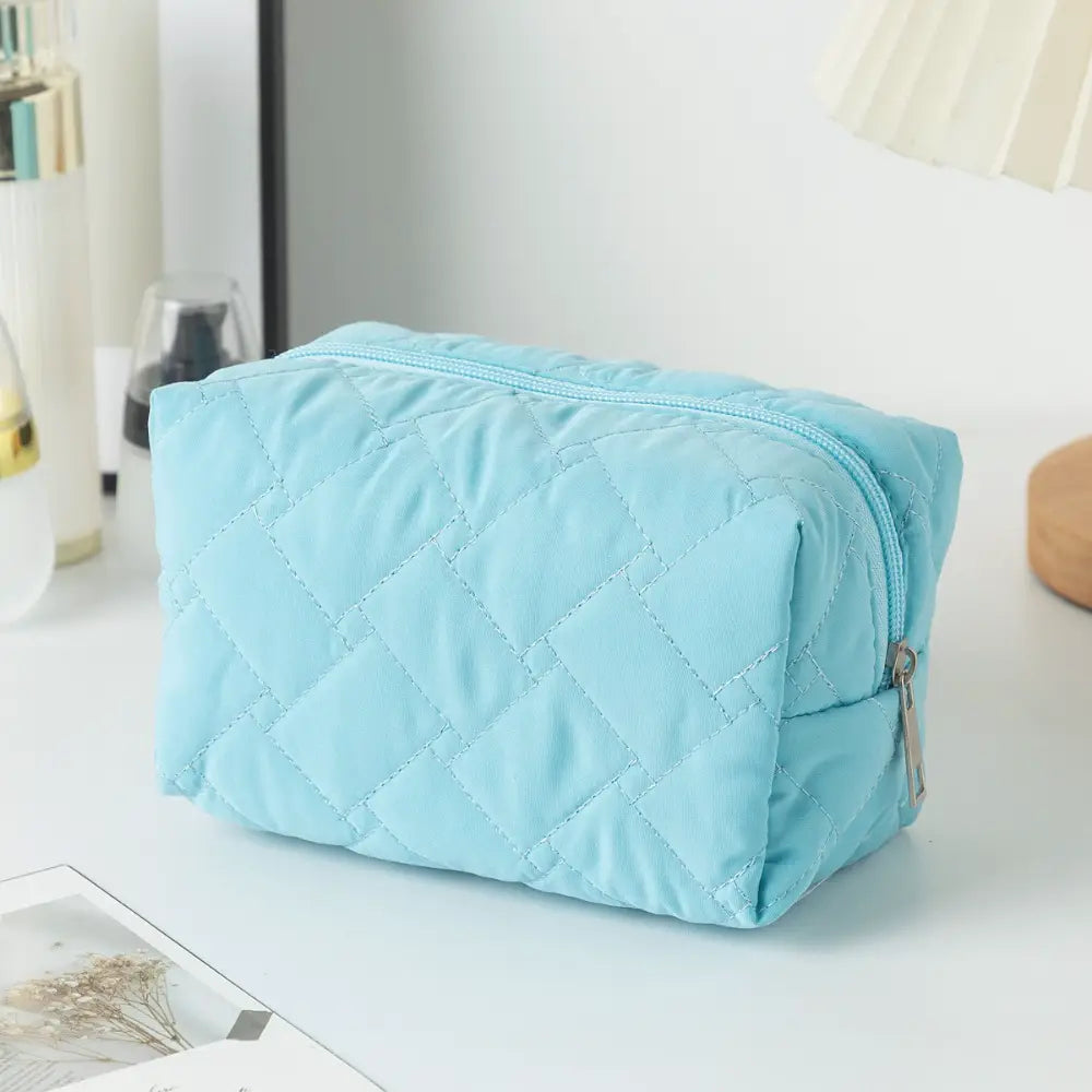 trousse de toilette gaze de coton bleu