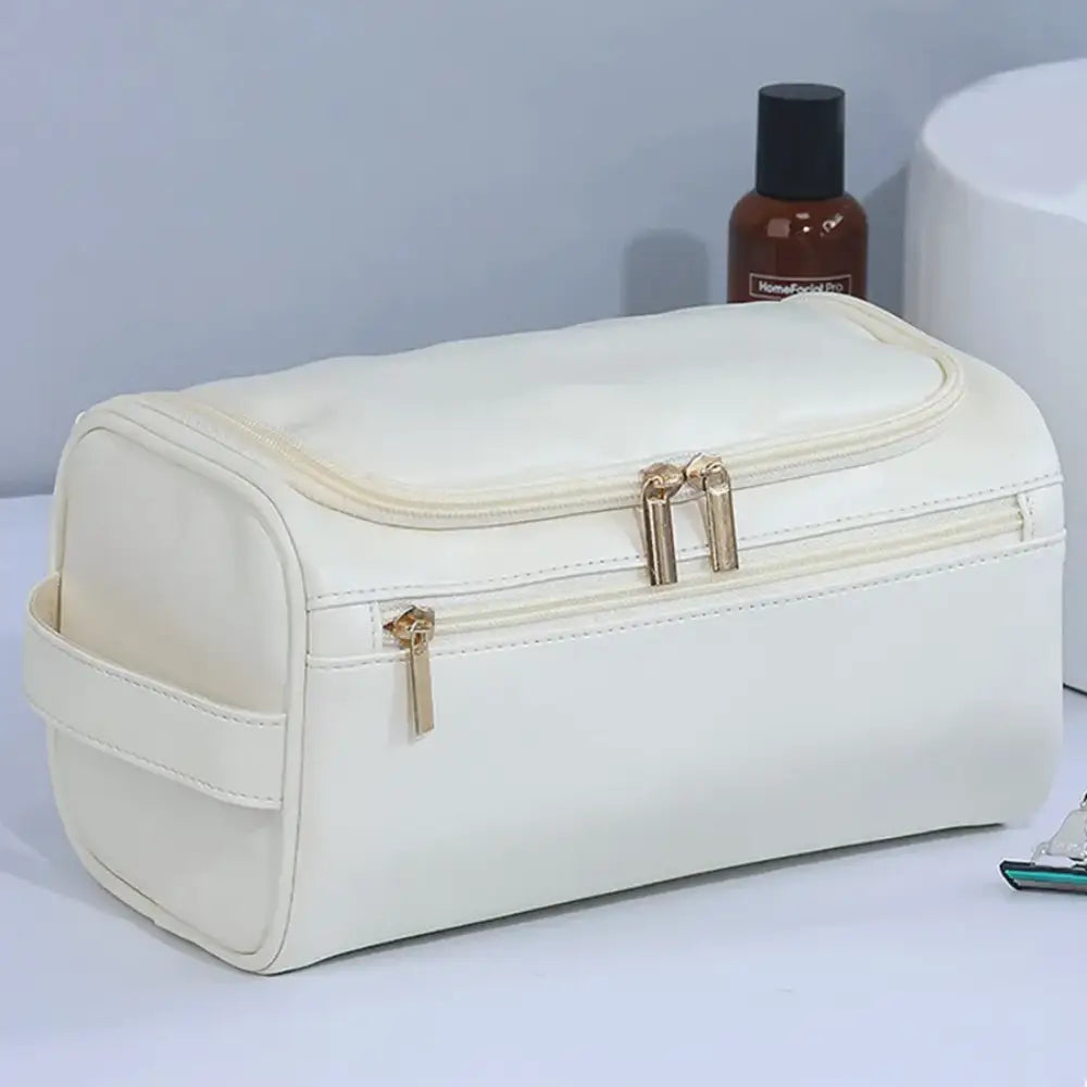 trousse de toilette homme cuir blanc