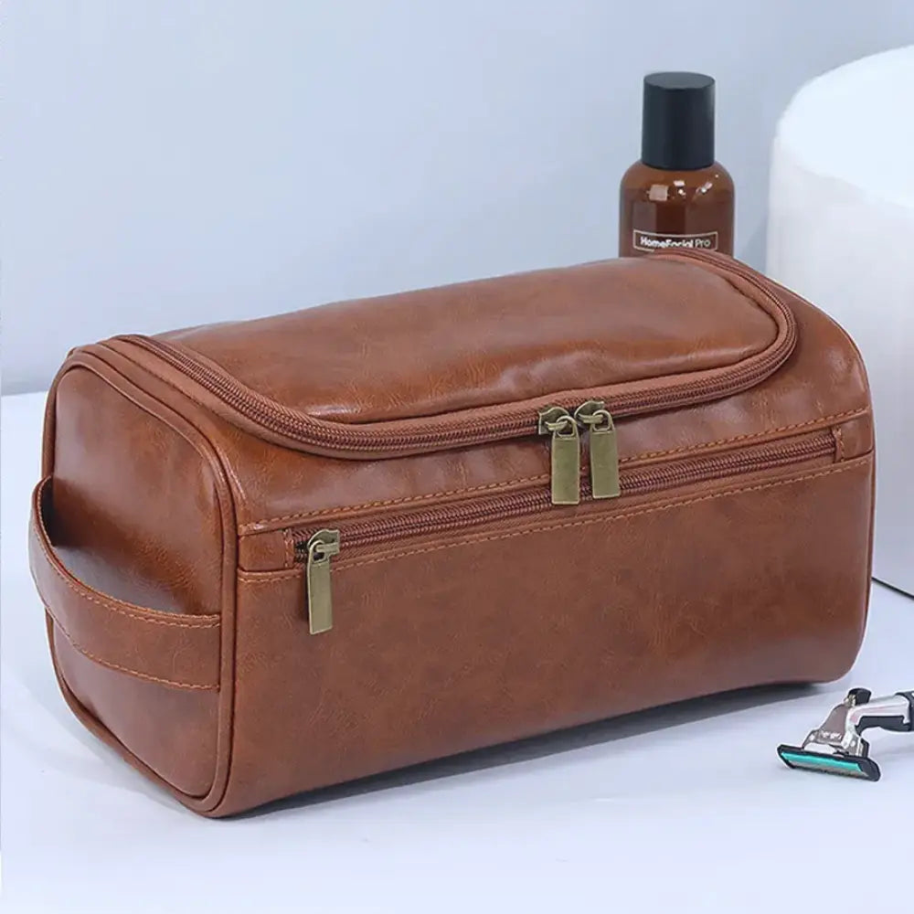 trousse de toilette homme cuir marron