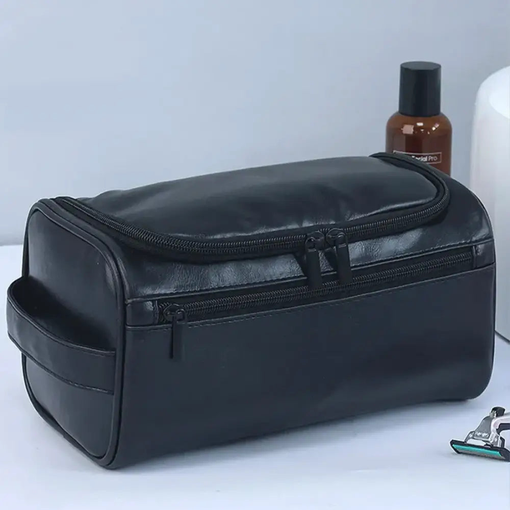 trousse de toilette homme cuir noir