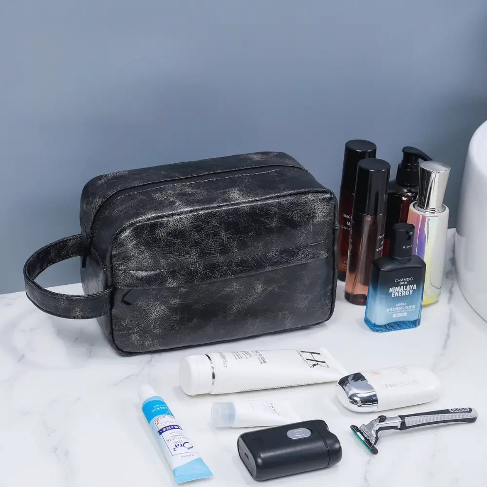 trousse de toilette homme en cuir avec anse