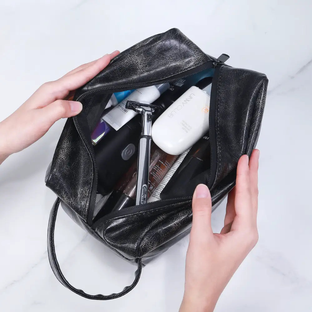 trousse de toilette homme en cuir homme