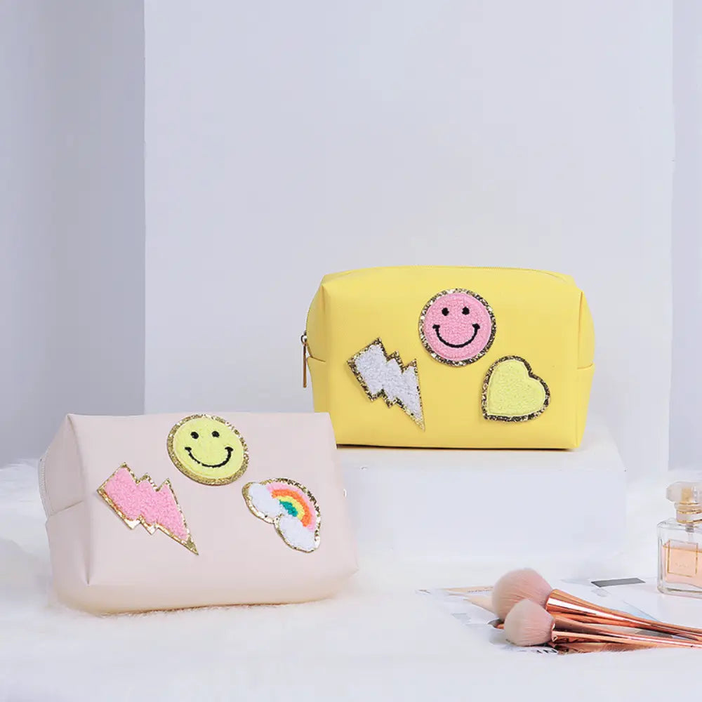 trousse de toilette tissu femme avec smiley originale