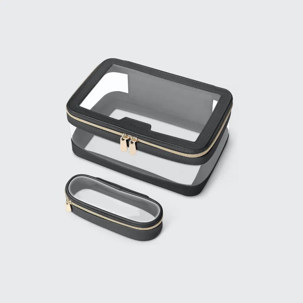 trousse de toilette transparente avion noir