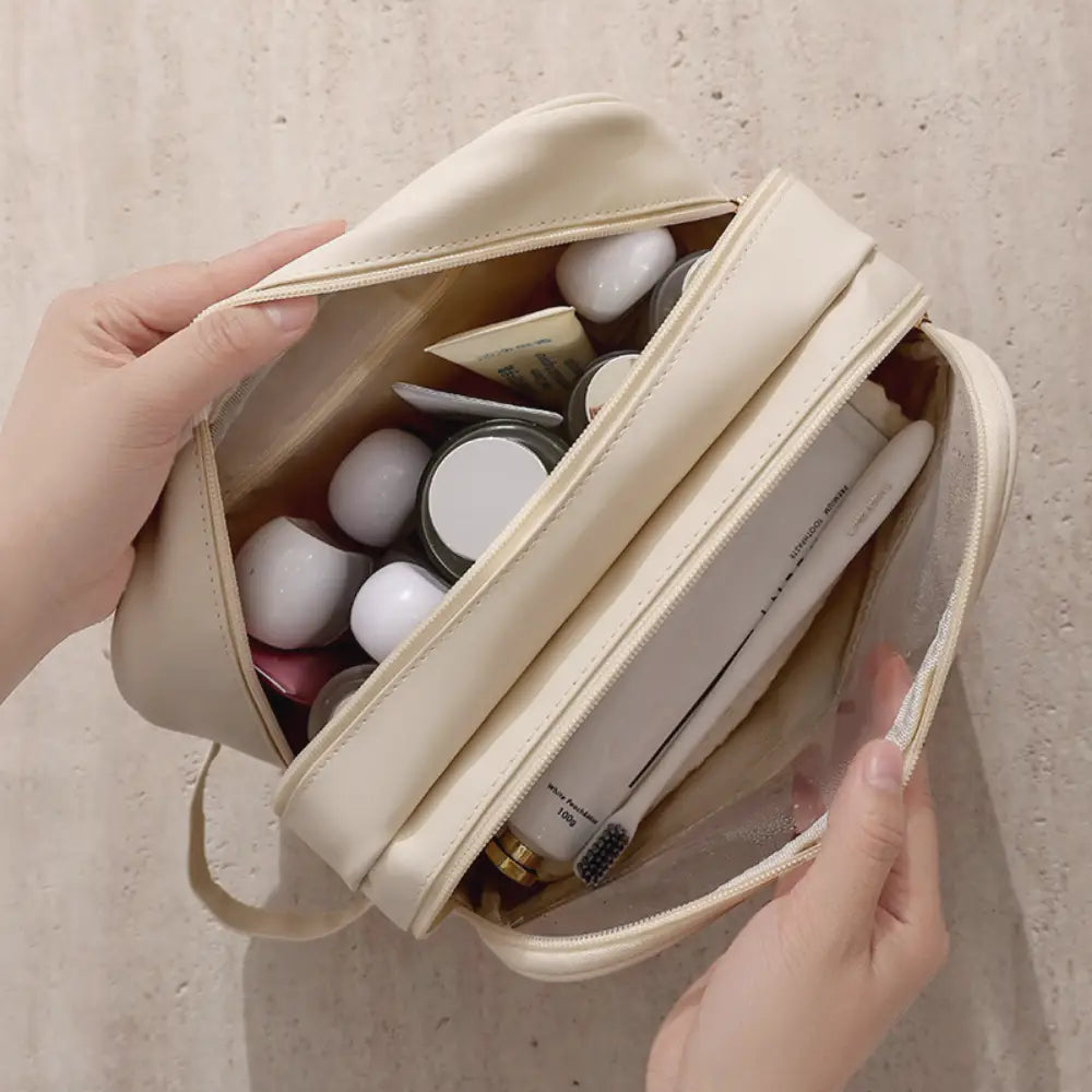 trousse de toilette transparente compartiment