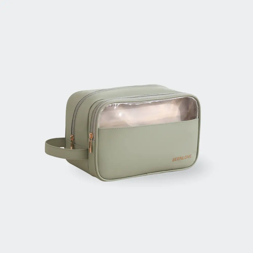 trousse de toilette transparente vert